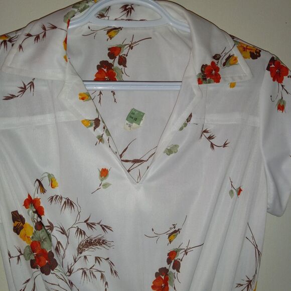 Vintage Miss Challenge Floral Dress-Size 10-Peplum-Elastic Waist-Knife Pleats - Picture 3 of 8